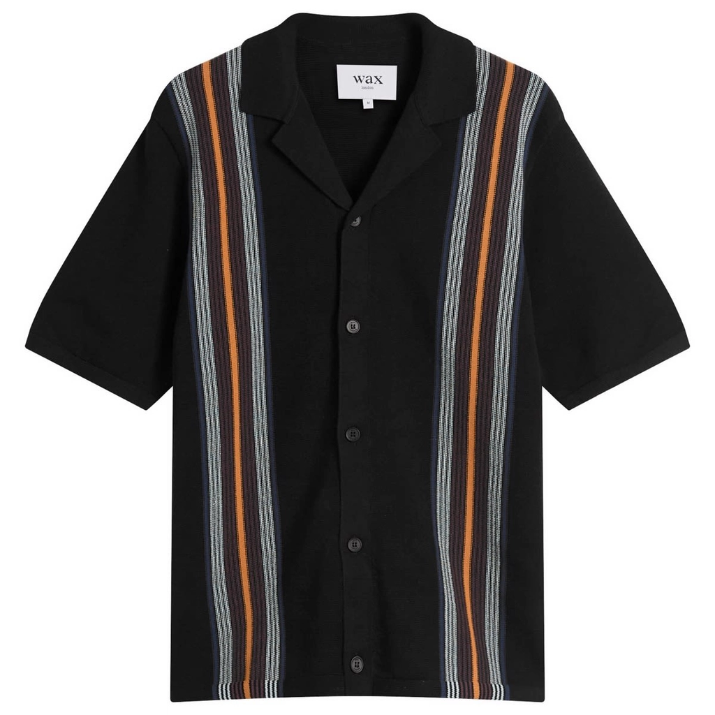 Wax London Men's Ivy Cotton Stripe Vacation Shirt Black/Multi